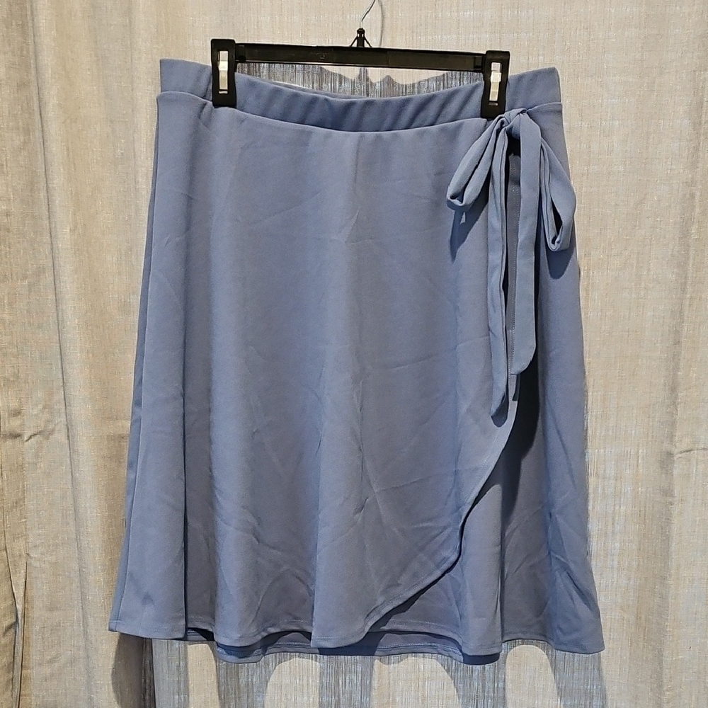 Gilli Blue Faux Wrap Knee-Length Skirt